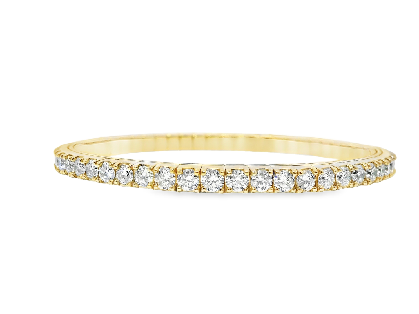 7.17CT Diamond Stretch Bangle 14k Yellow Gold