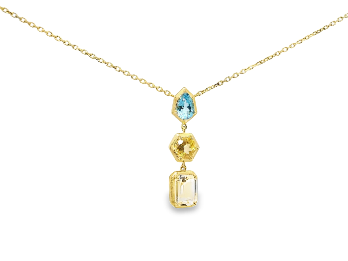 1.87CT Multi Color Pendant 14k Yellow Gold