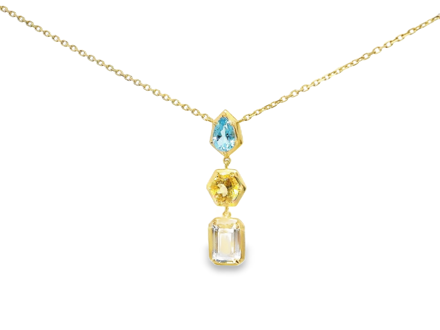 1.87CT Multi Color Pendant 14k Yellow Gold