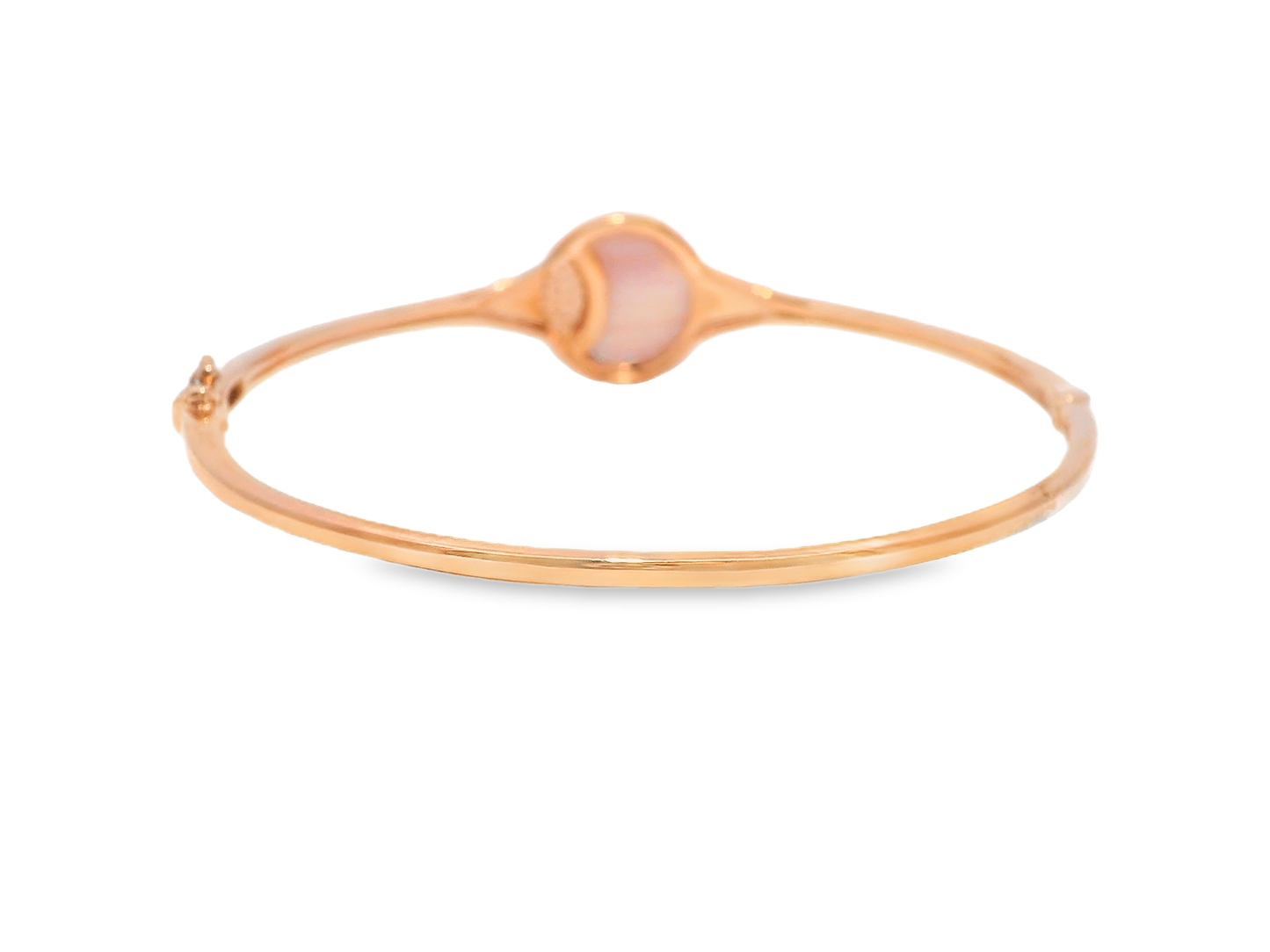 0.07Ct Diamond 3.32Ct Pink Mother of Pearl Bangle 14k Gold