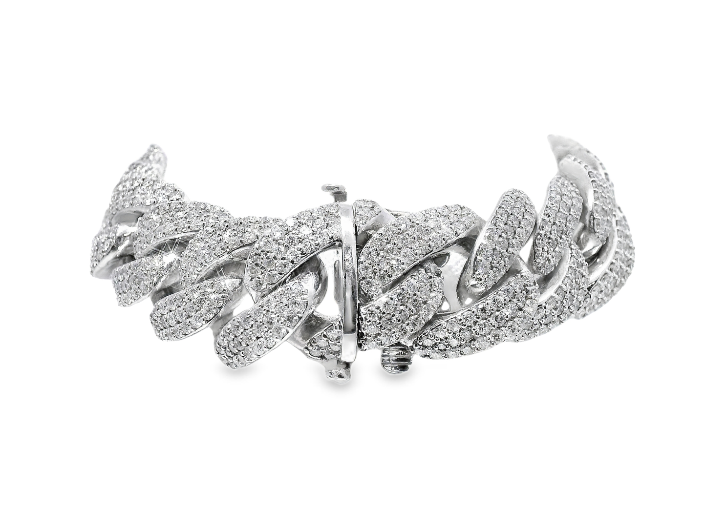 11.80CT Diamond Chain Link Bracelet 14k White Gold
