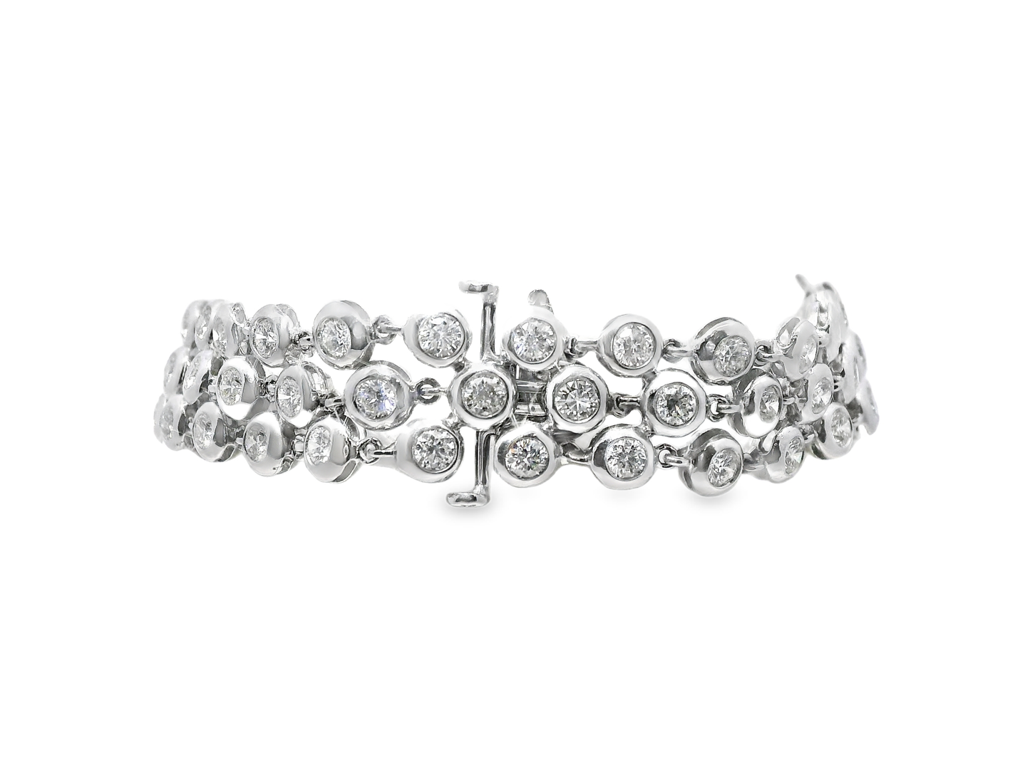 6.32CT 3 Row Bezel Bracelet 14k White Gold