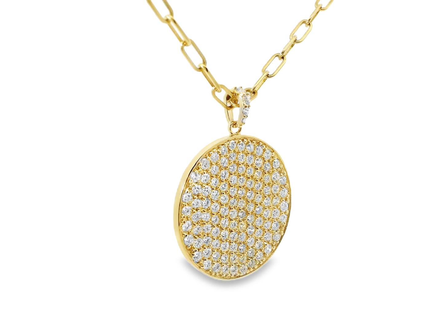 2.65CT Diamond Disc Pendant 14k Yellow Gold