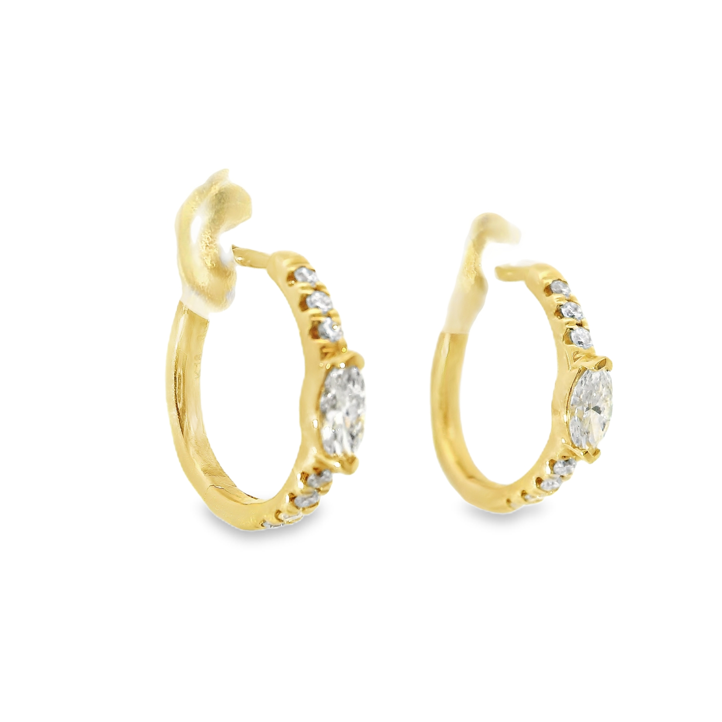 0.46CT Diamond Hoop 18k Yellow Gold Earring