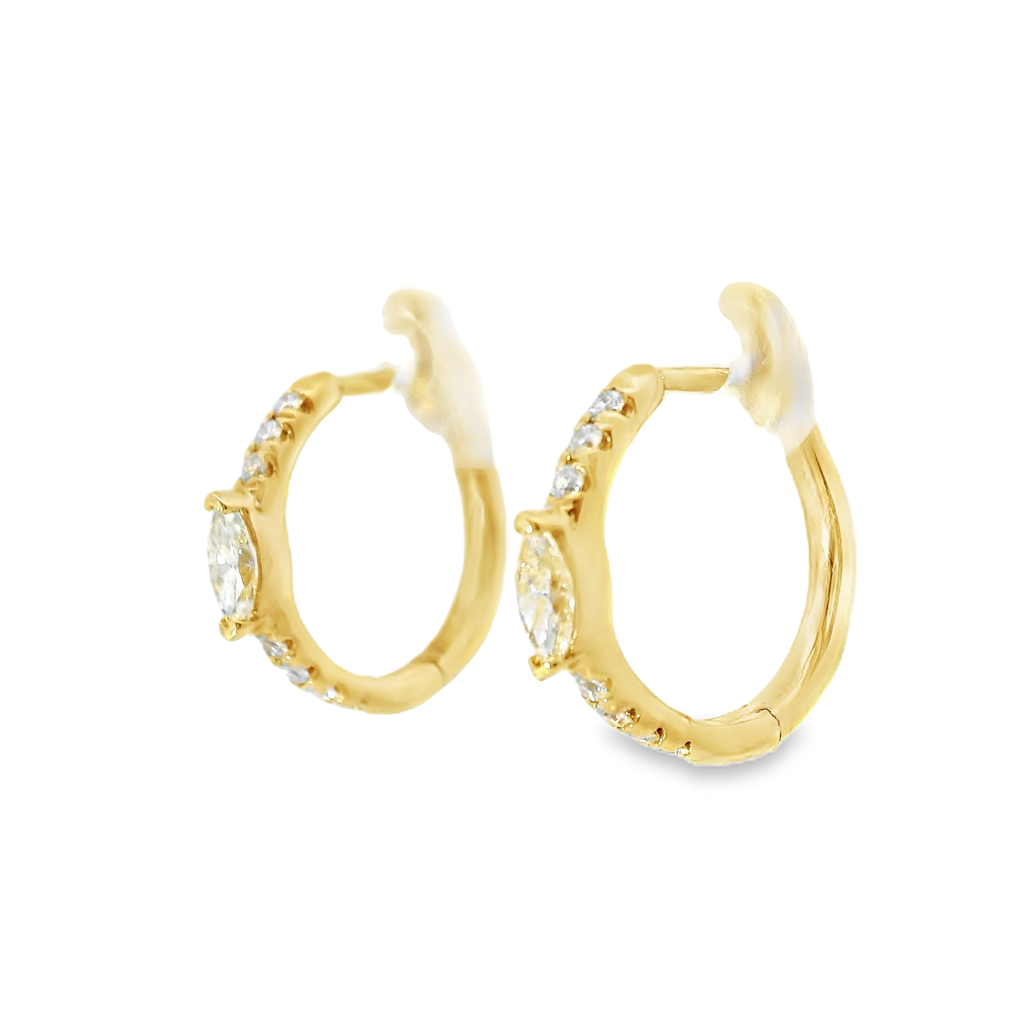 0.46CT Diamond Hoop 18k Yellow Gold Earring