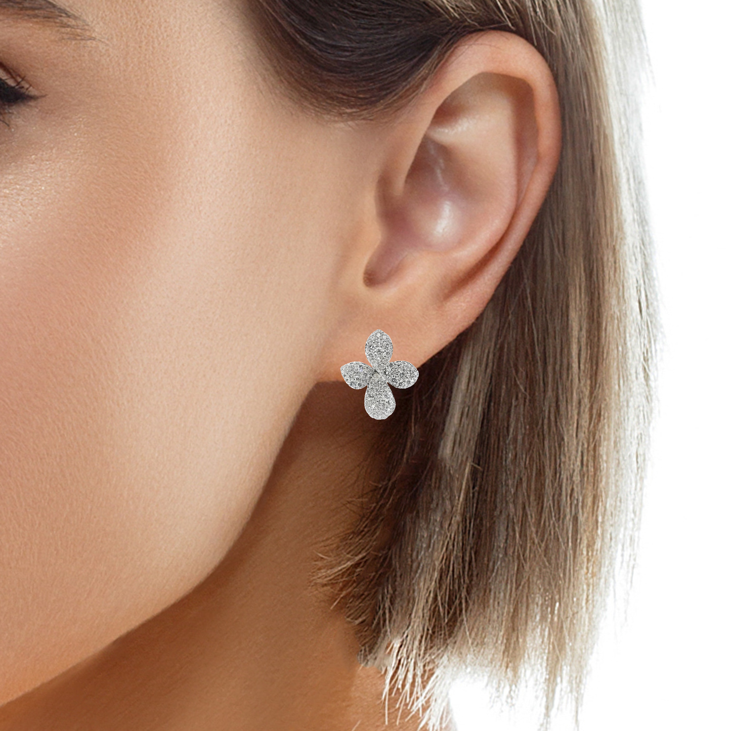 7.88CT Diamond 14K White Gold Earring