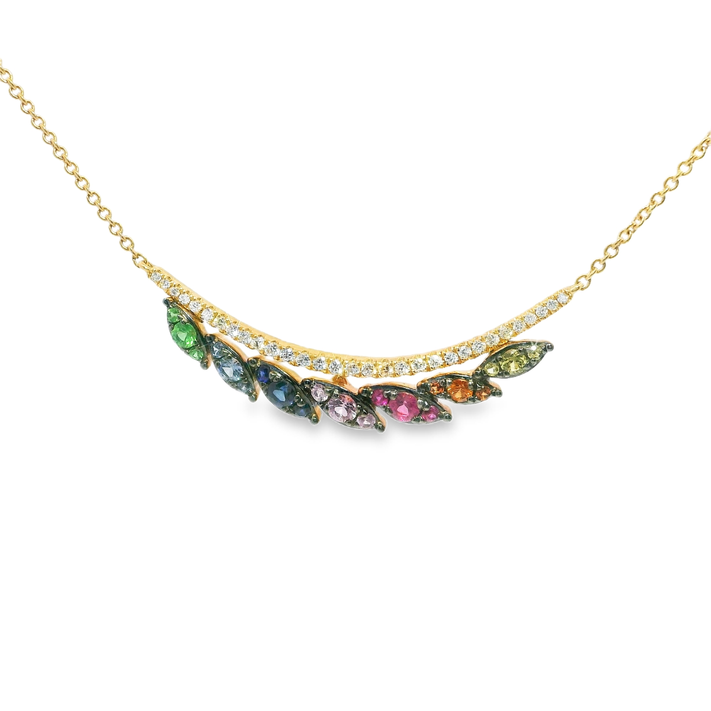 0.16CT Diamond 0.56CT Mixed Sapphire Pendant 14k Rose Gold