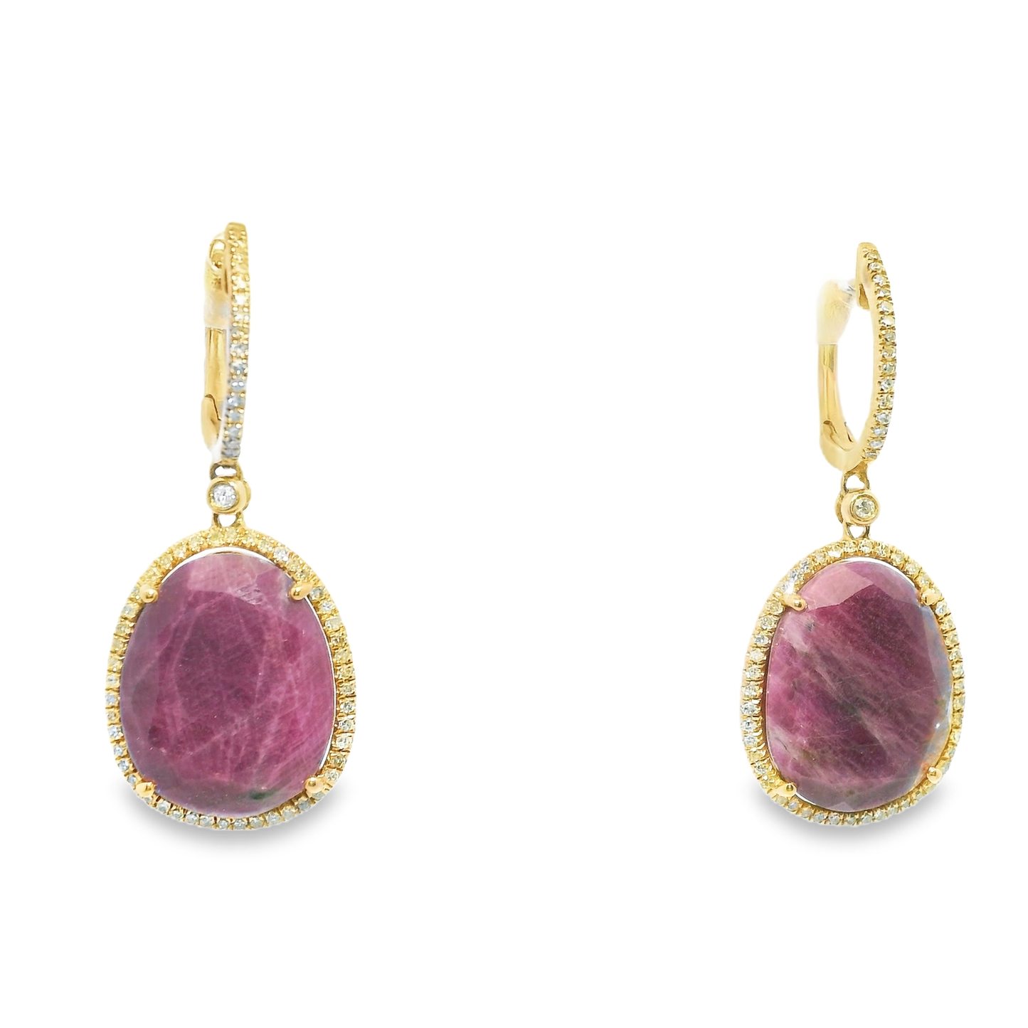 0.36CT Diamond Ruby 14k Rose Gold Earring