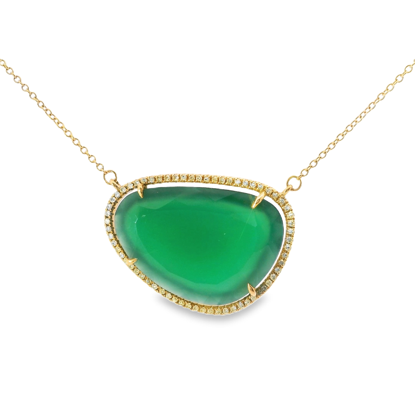 0.20CT Diamond With Green Sapphire 14k Rose Gold Pendant