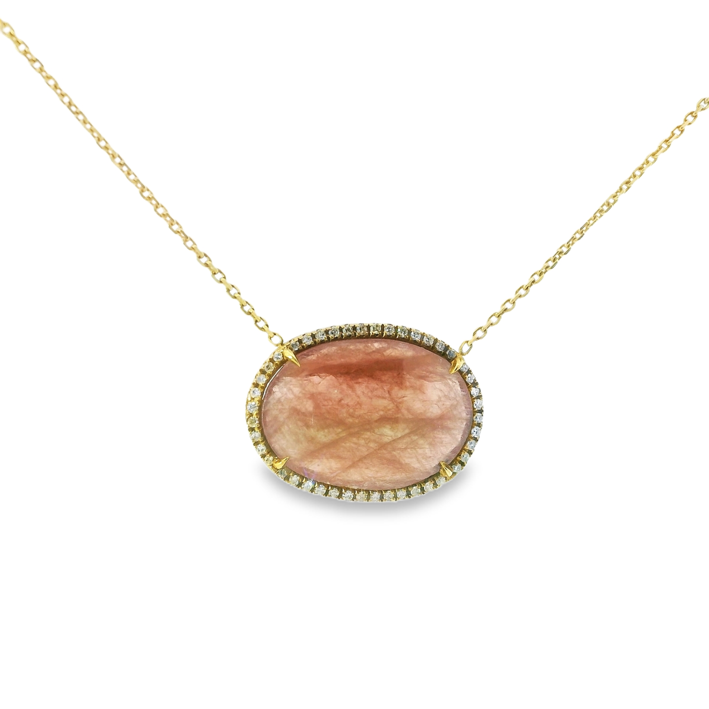 0.22CT Diamond with Sapphire 14k Yellow Gold Pendant