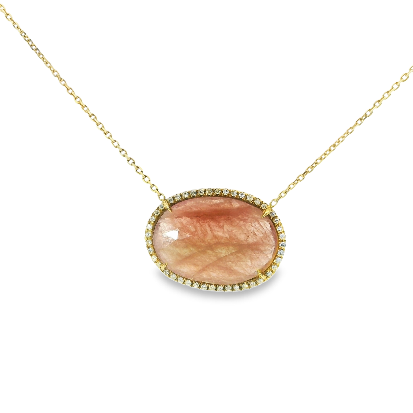 0.22CT Diamond with Sapphire 14k Yellow Gold Pendant