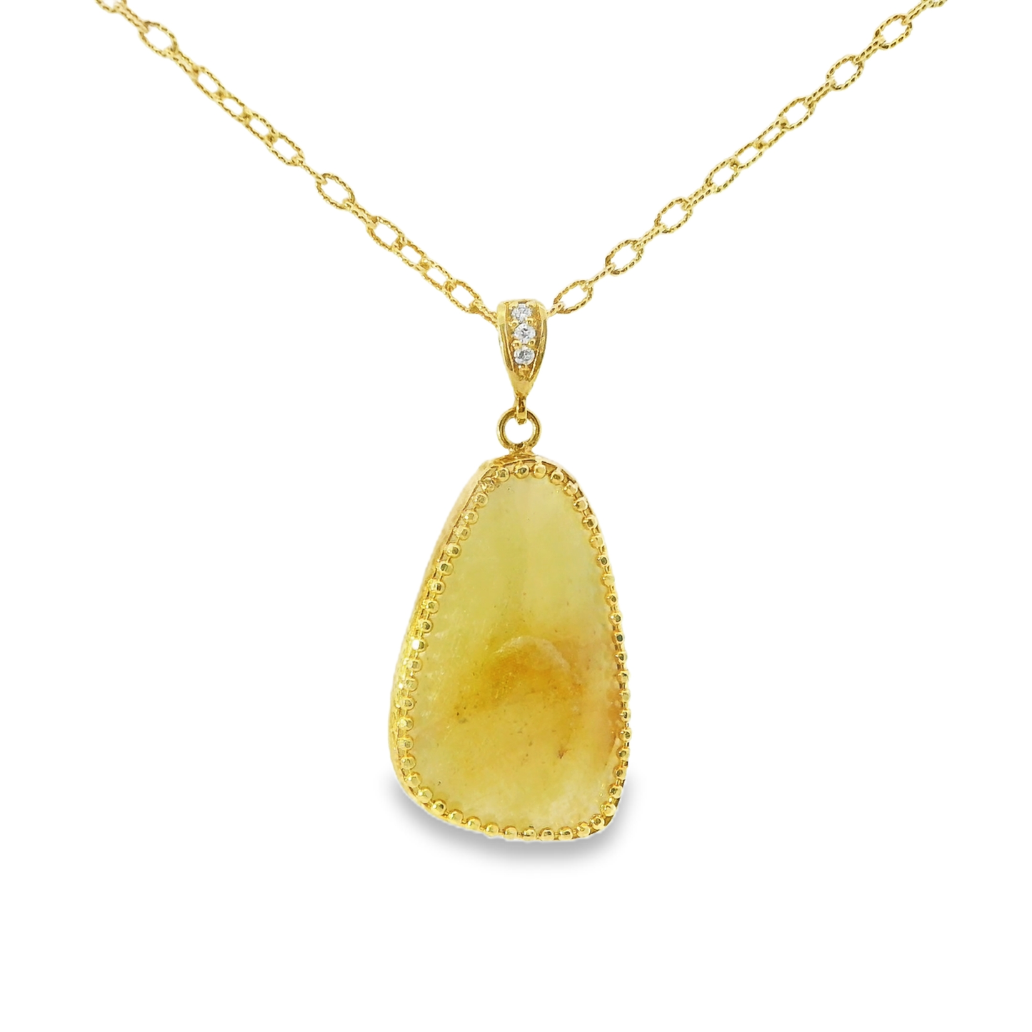 0.03CT Diamond with Yellow Slice Sapphire 14k Yellow Gold
