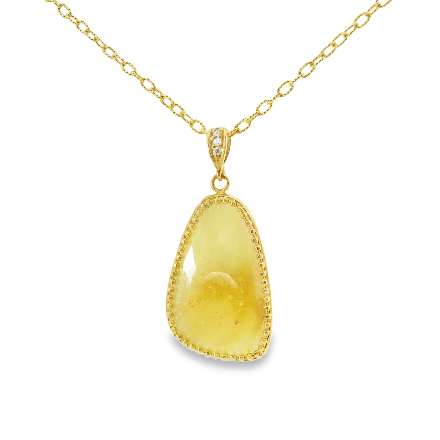 0.03CT Diamond with Yellow Slice Sapphire 14k Yellow Gold