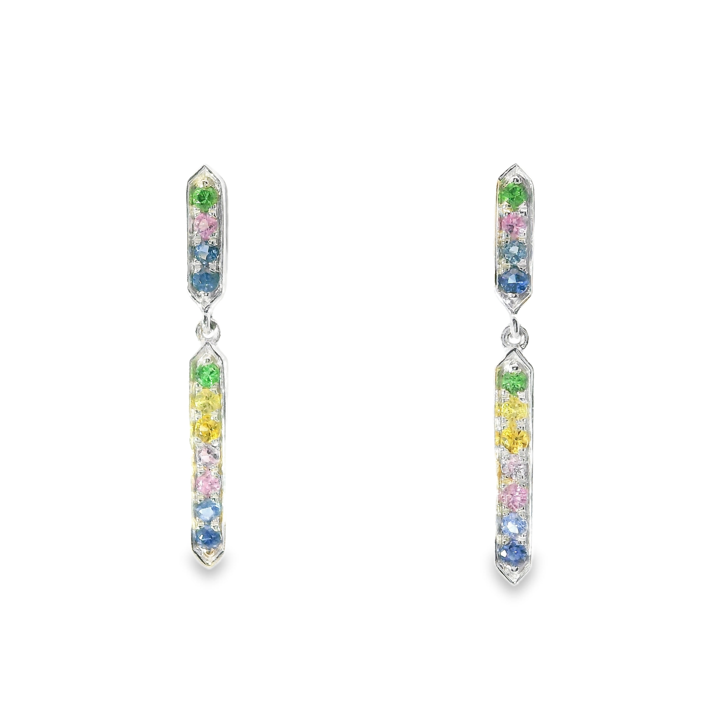 0.35CT Mixed Sapphire 14k White Gold Earring