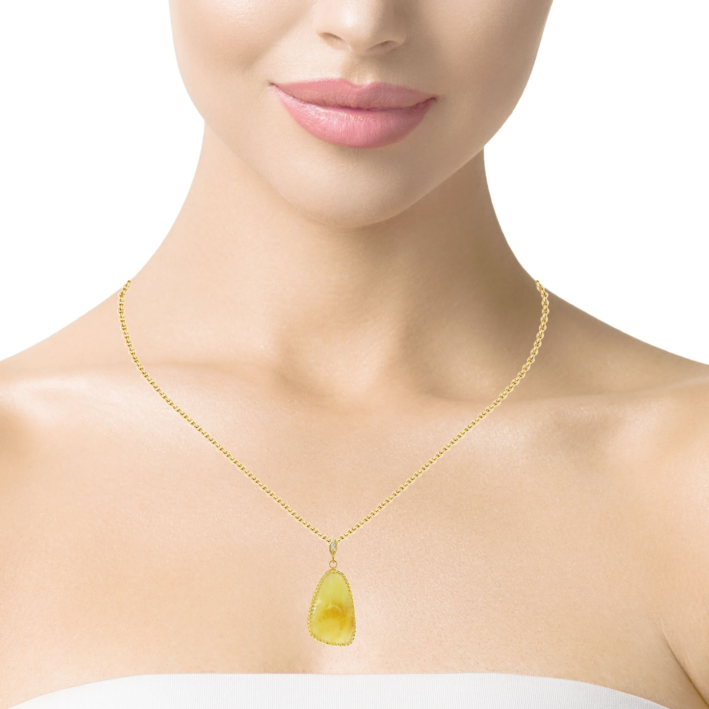 0.03CT Diamond with Yellow Slice Sapphire 14k Yellow Gold