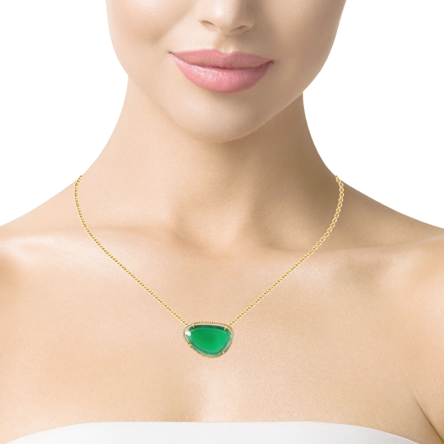 0.20CT Diamond With Green Sapphire 14k Rose Gold Pendant