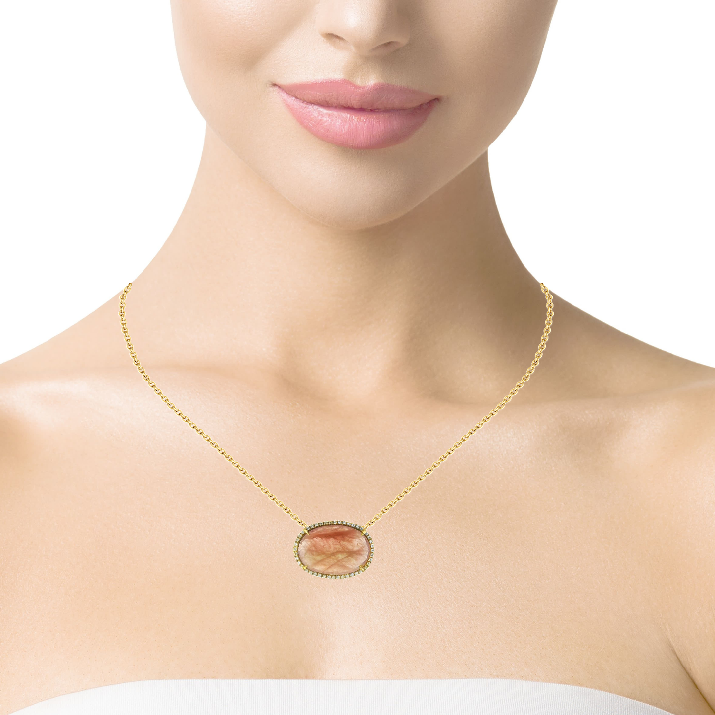 0.22CT Diamond with Sapphire 14k Yellow Gold Pendant