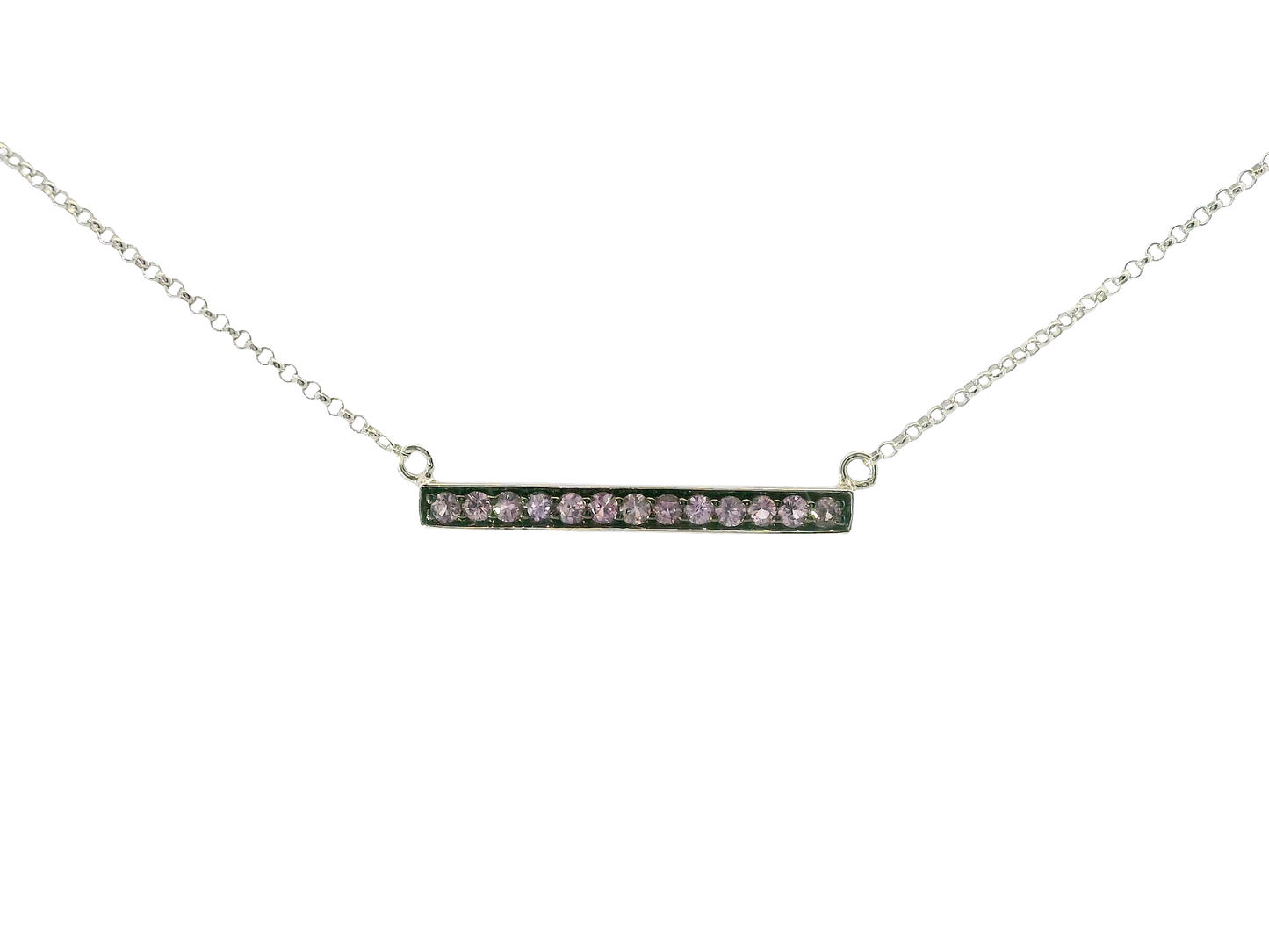 0.02Ct Diamond with Pink Sapphire 14k White Gold Pendant