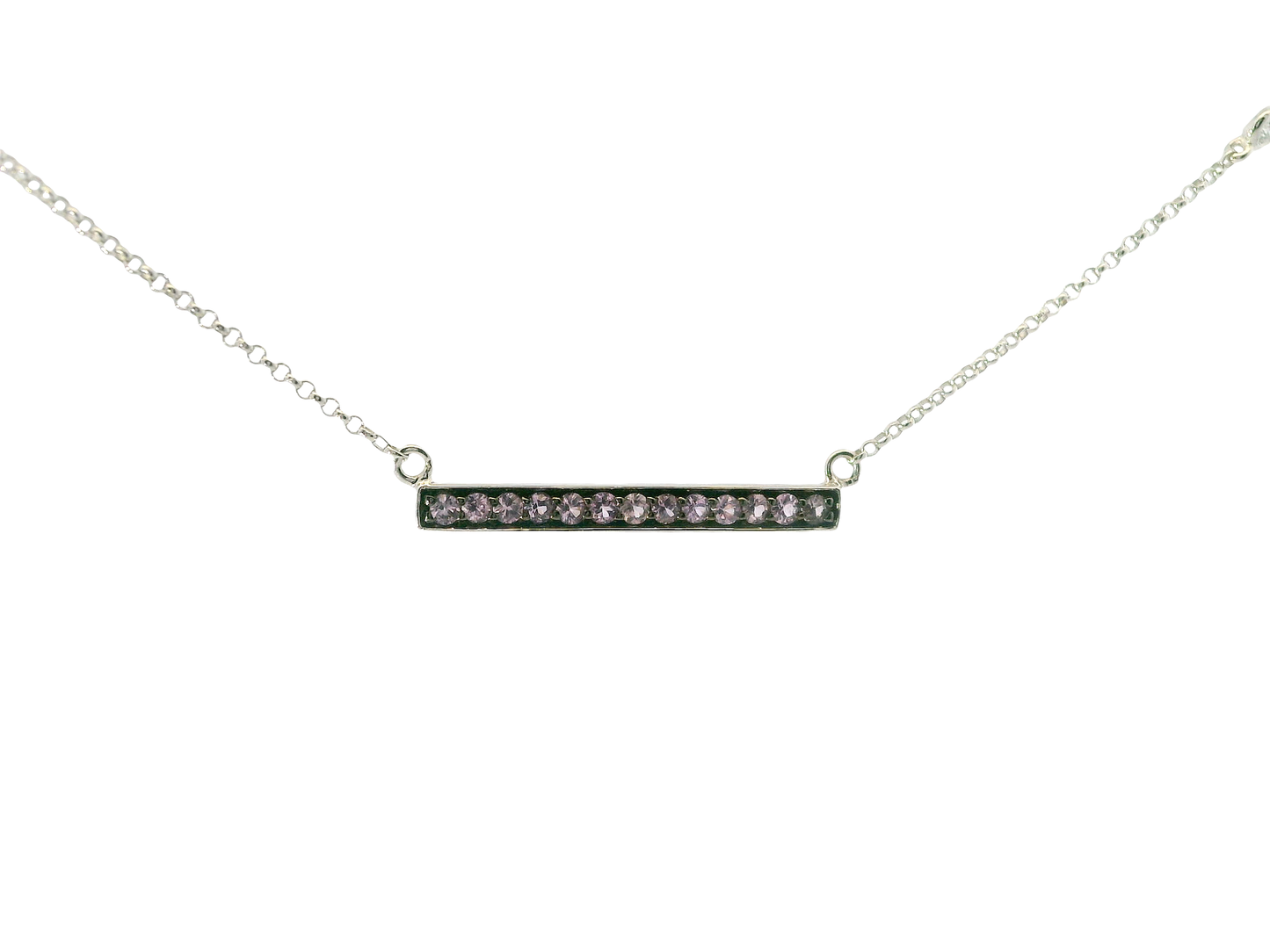 0.02Ct Diamond with Pink Sapphire 14k White Gold Pendant