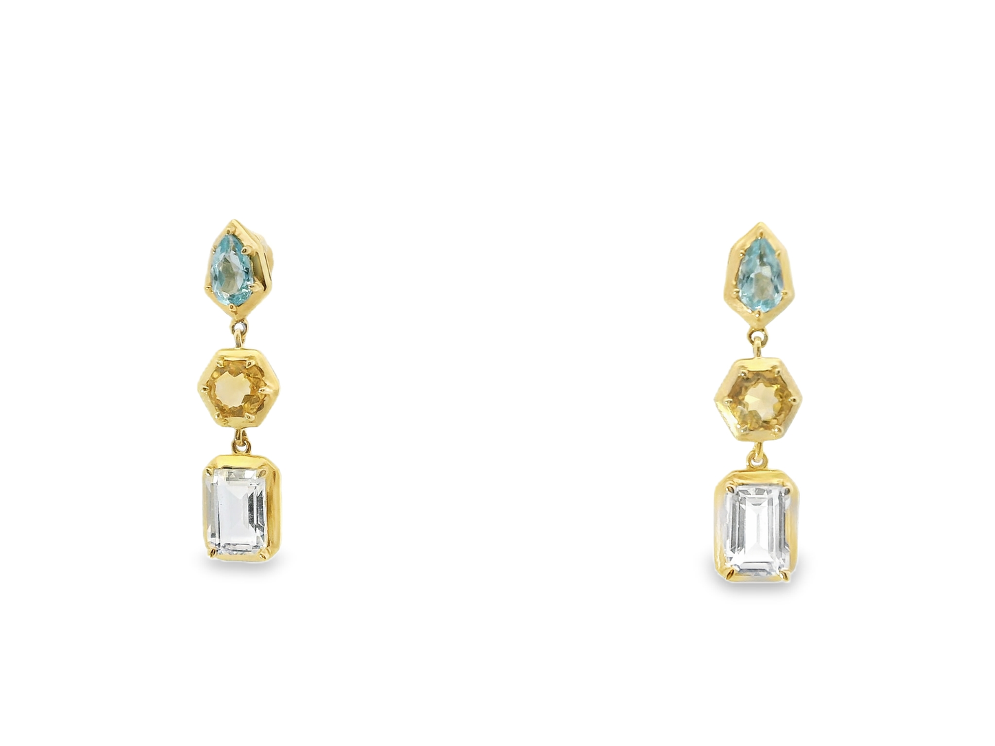 Topaz Citrine & Peridot 14k Yellow Gold Earring