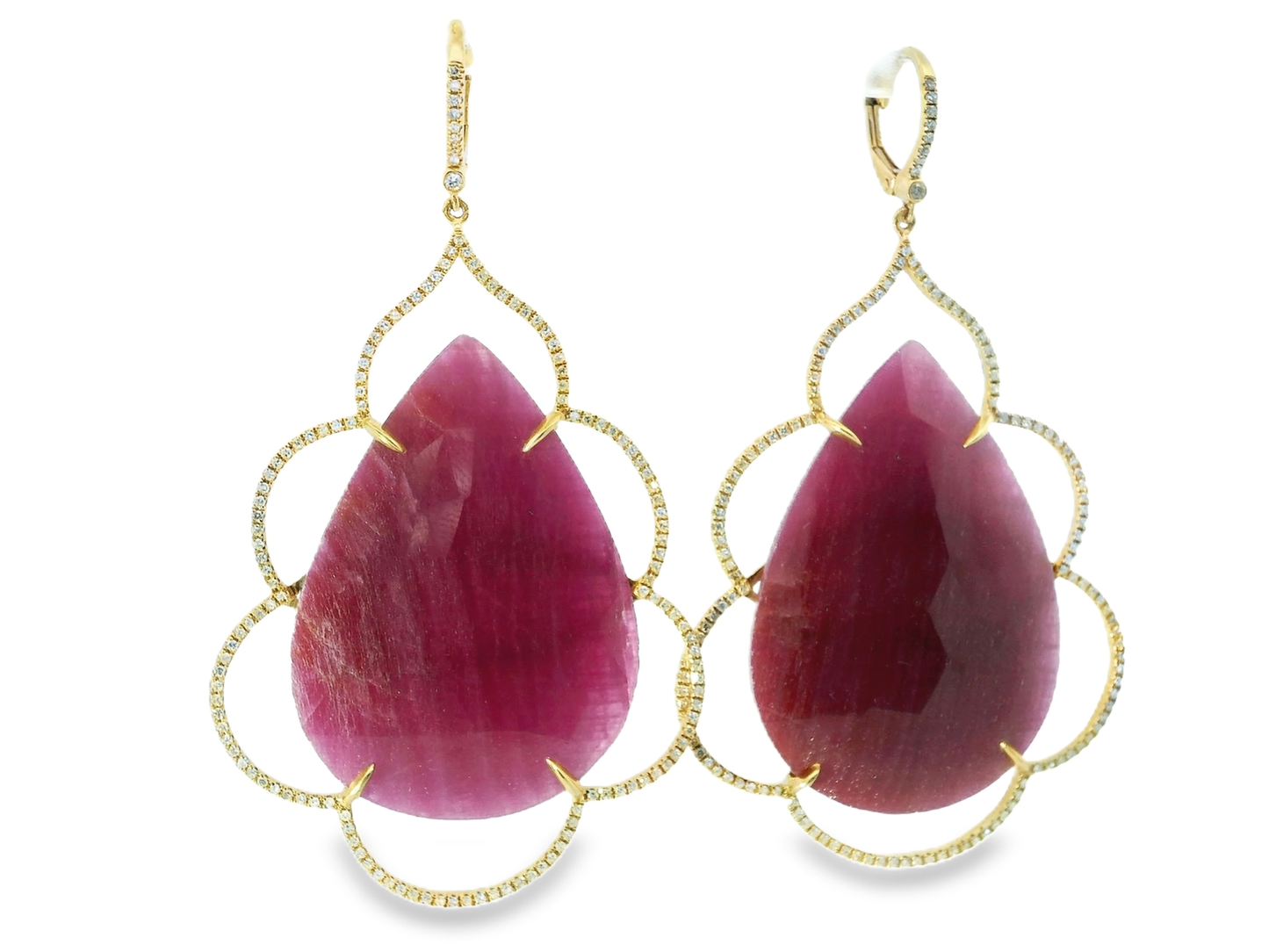 1.50CT Diamond with Ruby 14k Yellow Gold Earring