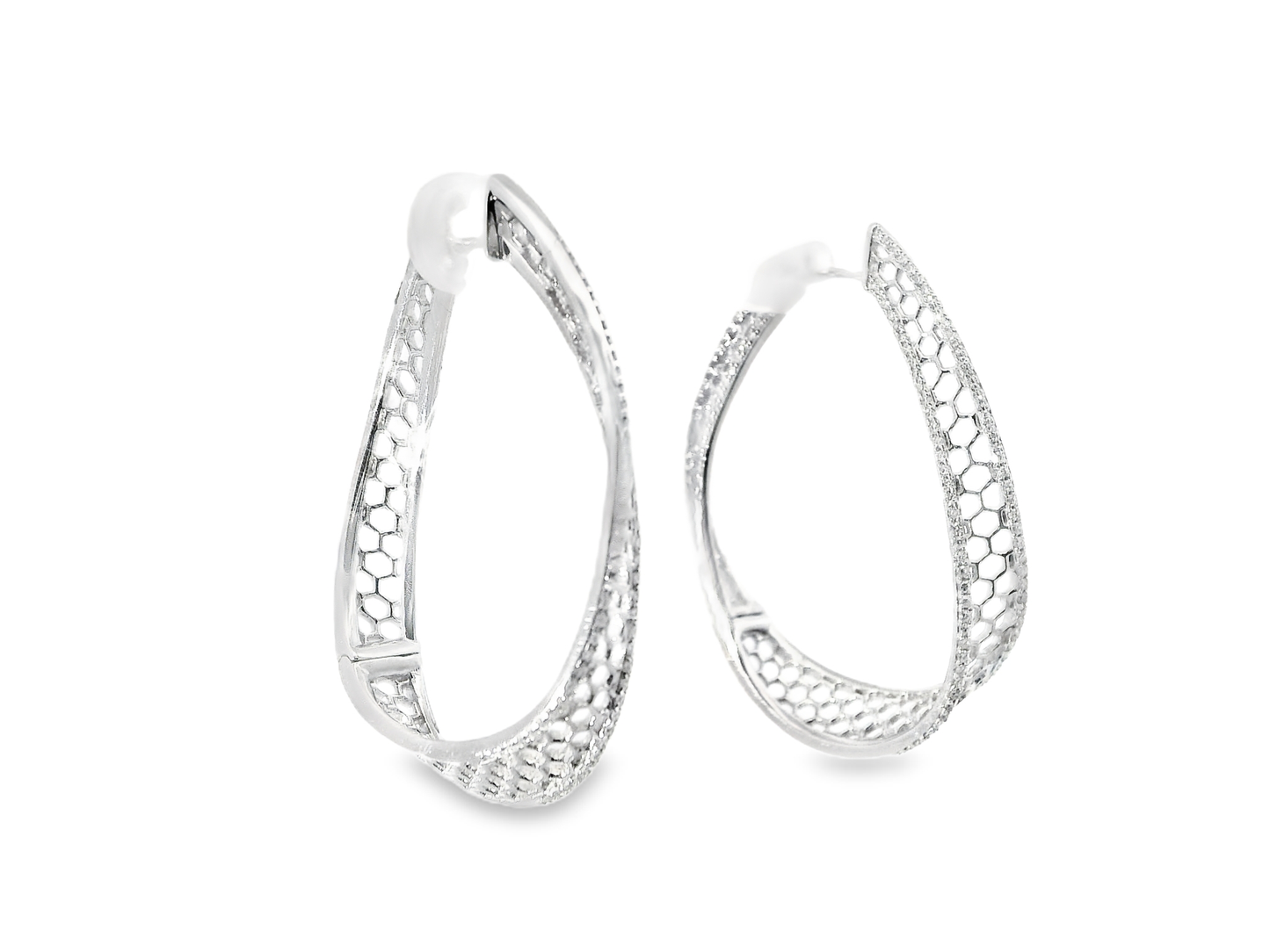 0.78CT Diamond HOOP 14k White Gold Earring