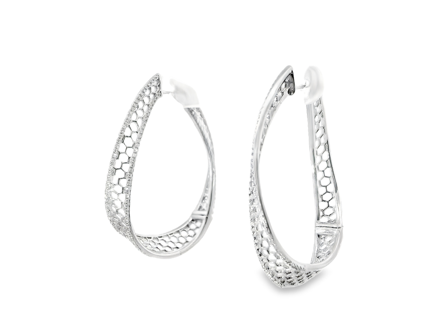 0.78CT Diamond HOOP 14k White Gold Earring