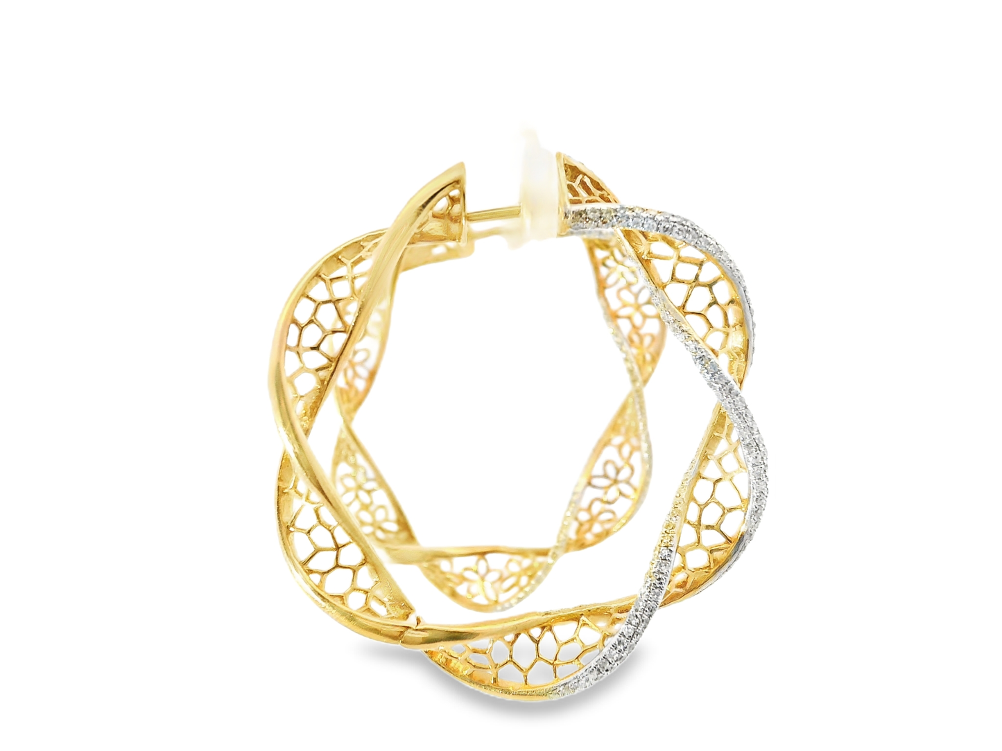 0.66CT Diamond HOOP 14k Rose Gold Earring