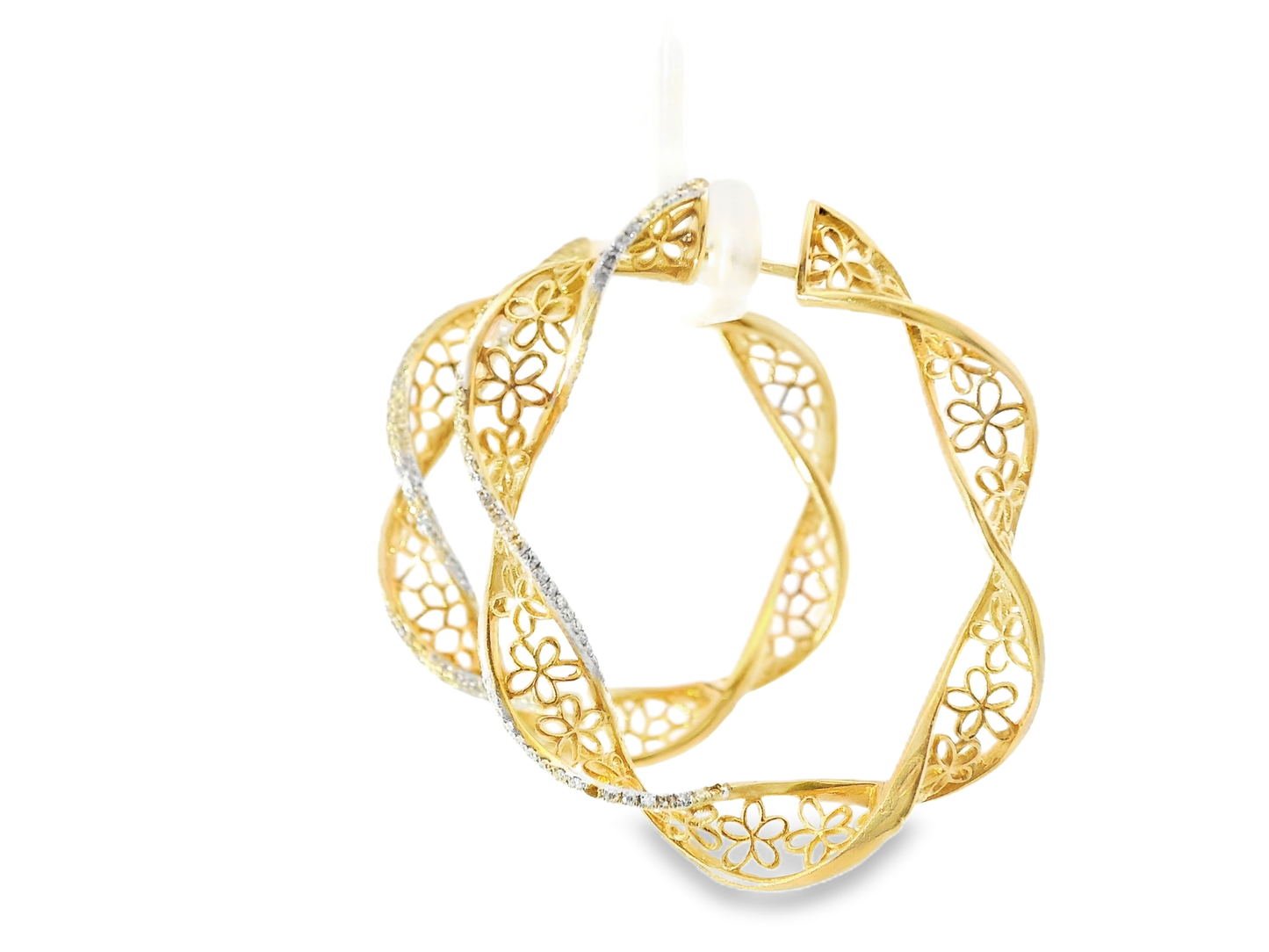 0.66CT Diamond HOOP 14k Rose Gold Earring