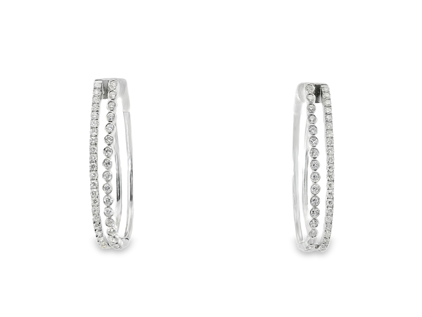 0.80CT Diamond HOOP 14k White Gold Earring