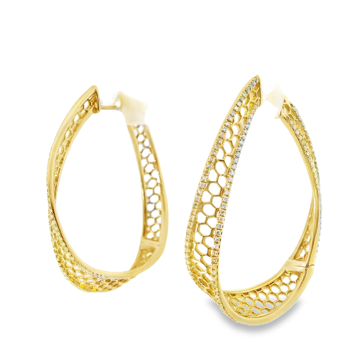 0.78CT Diamond HOOP 14k Yellow Gold Earring