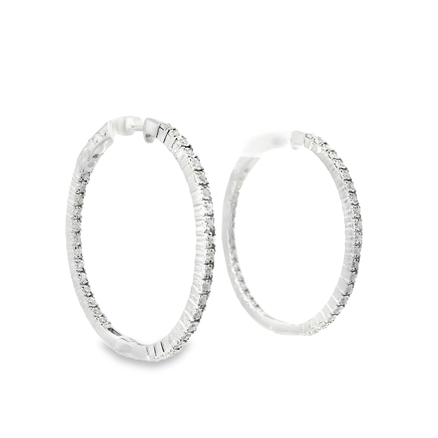 0.56CT Diamond Hoop Earrings 14k White Gold