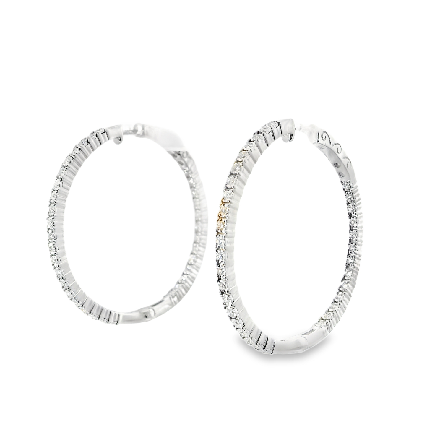 0.56CT Diamond Hoop Earrings 14k White Gold