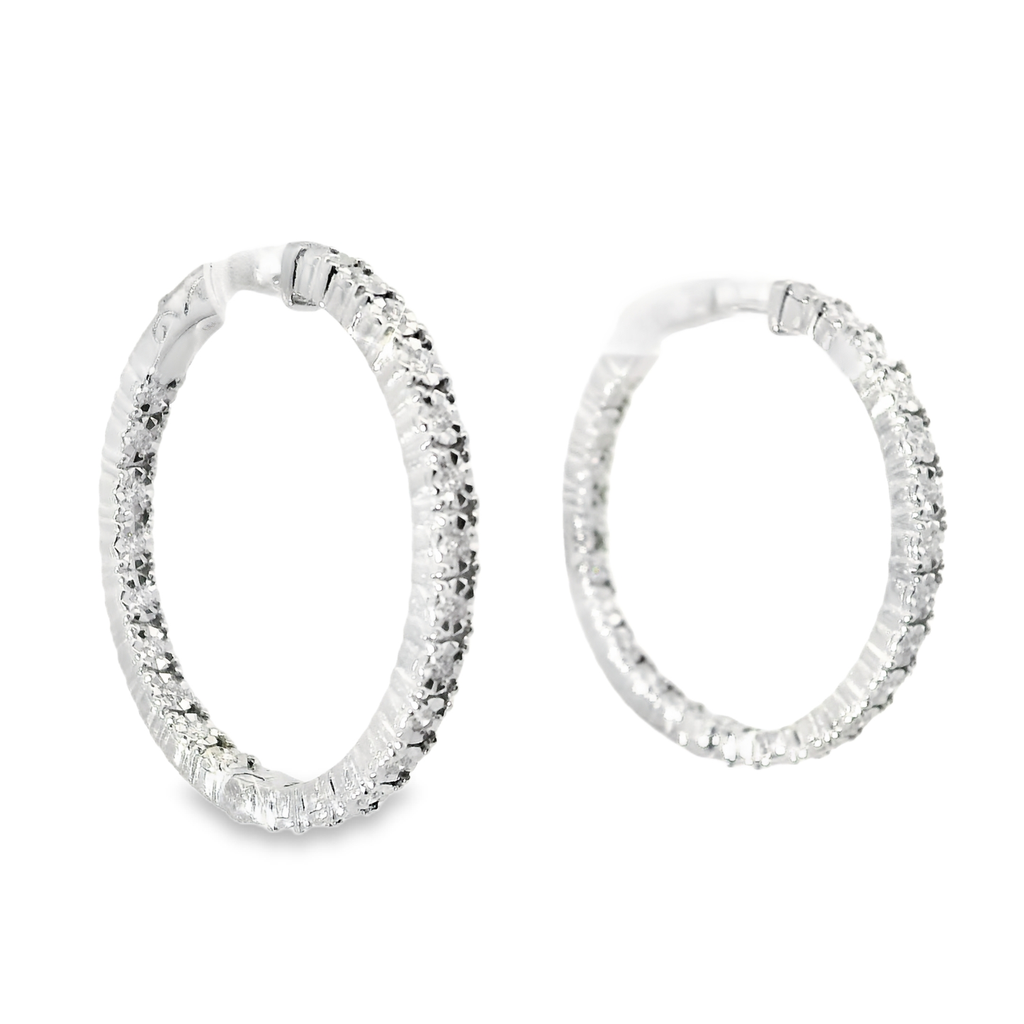 0.56CT Diamond Hoop Earrings 14k White Gold