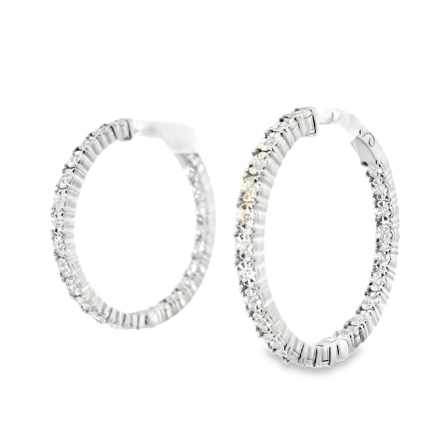 0.56CT Diamond Hoop Earrings 14k White Gold