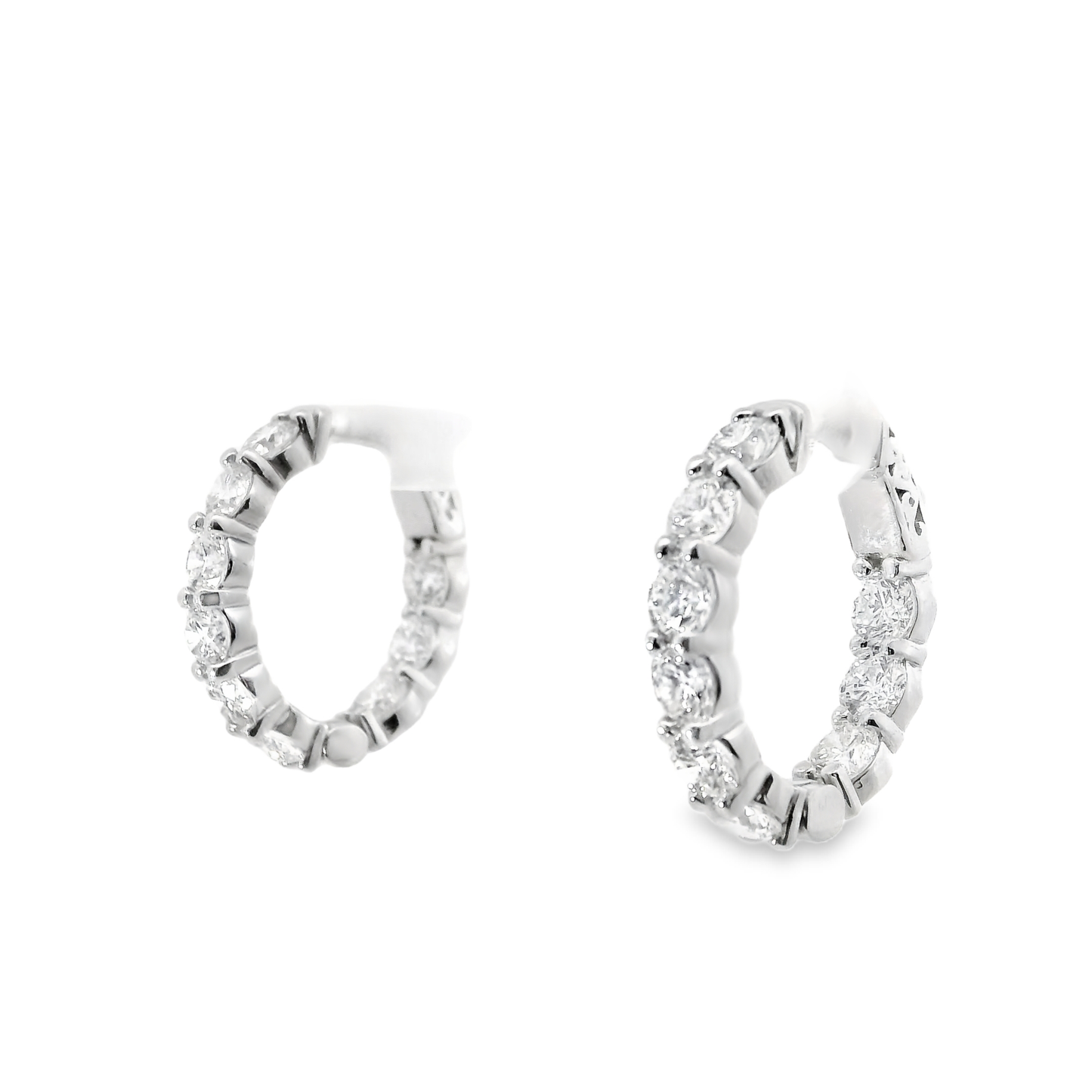 5.25CT Diamond Hoop Earrings 14k White Gold