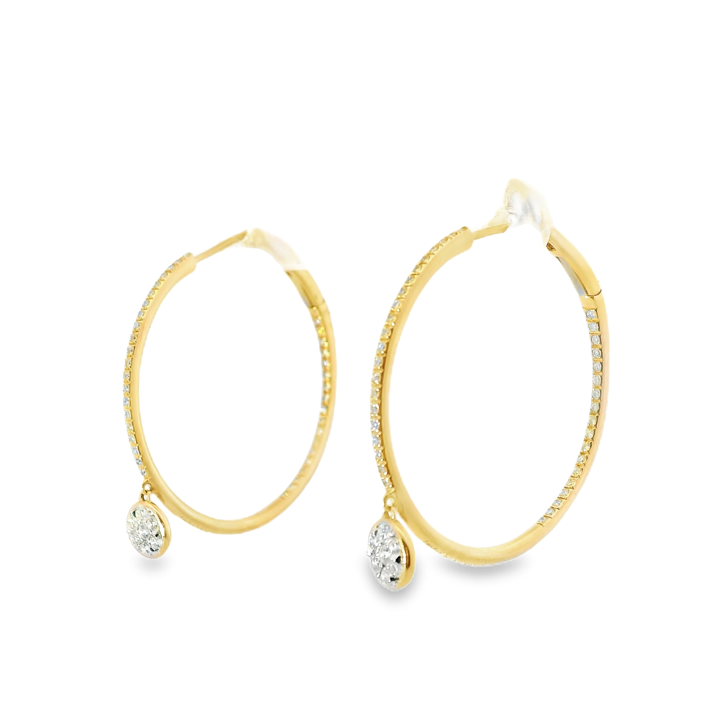 0.80CT Diamond Hoop Earrings 14k Rose Gold