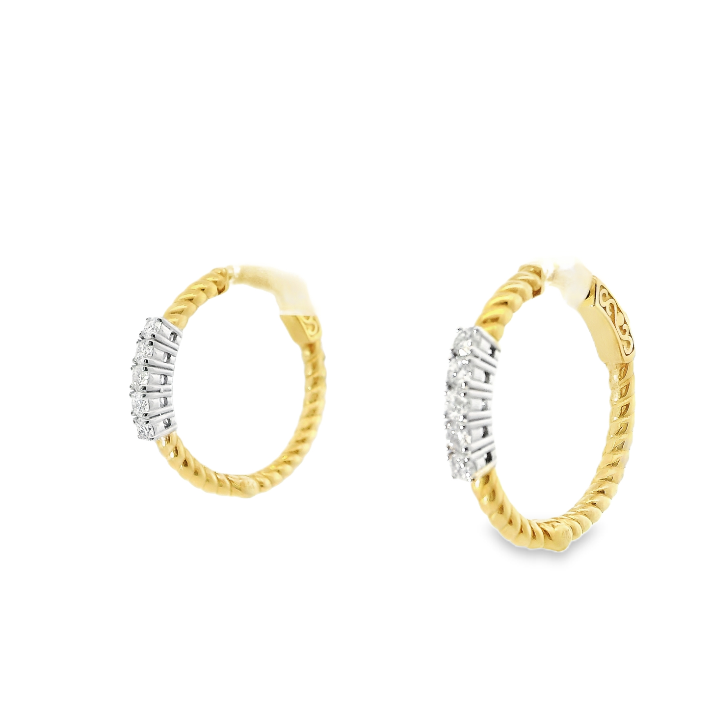 0.50CT Diamond Hoop Earrings 14k Yellow Gold