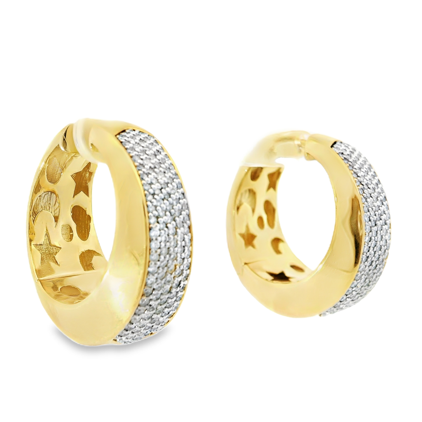 3.19CT Diamond Hoop 14k Yellow Gold Earring