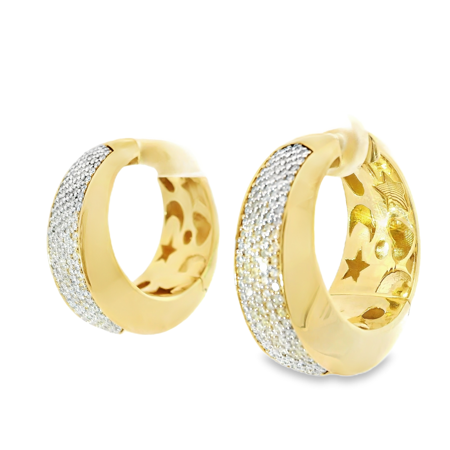 3.19CT Diamond Hoop 14k Yellow Gold Earring