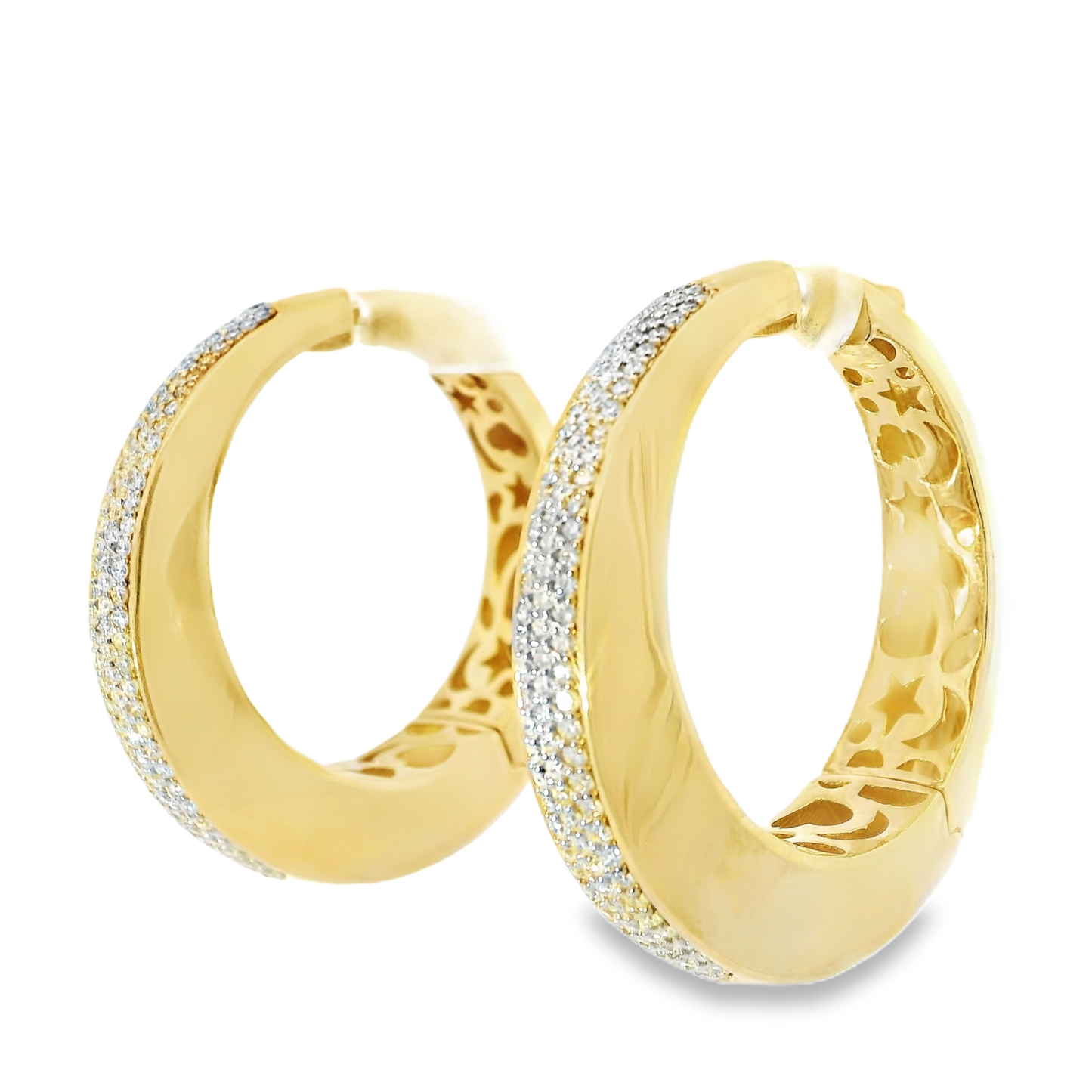 2.04CT Diamond Hoop 14k Yellow Gold Earring