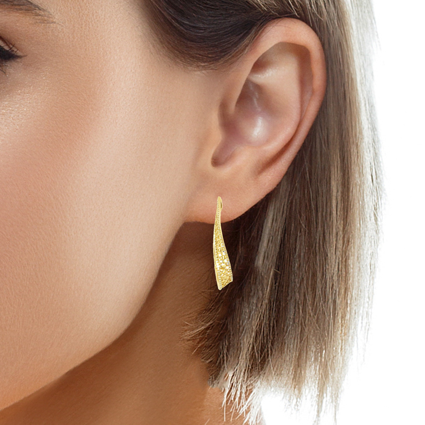 0.78CT Diamond HOOP 14k Yellow Gold Earring