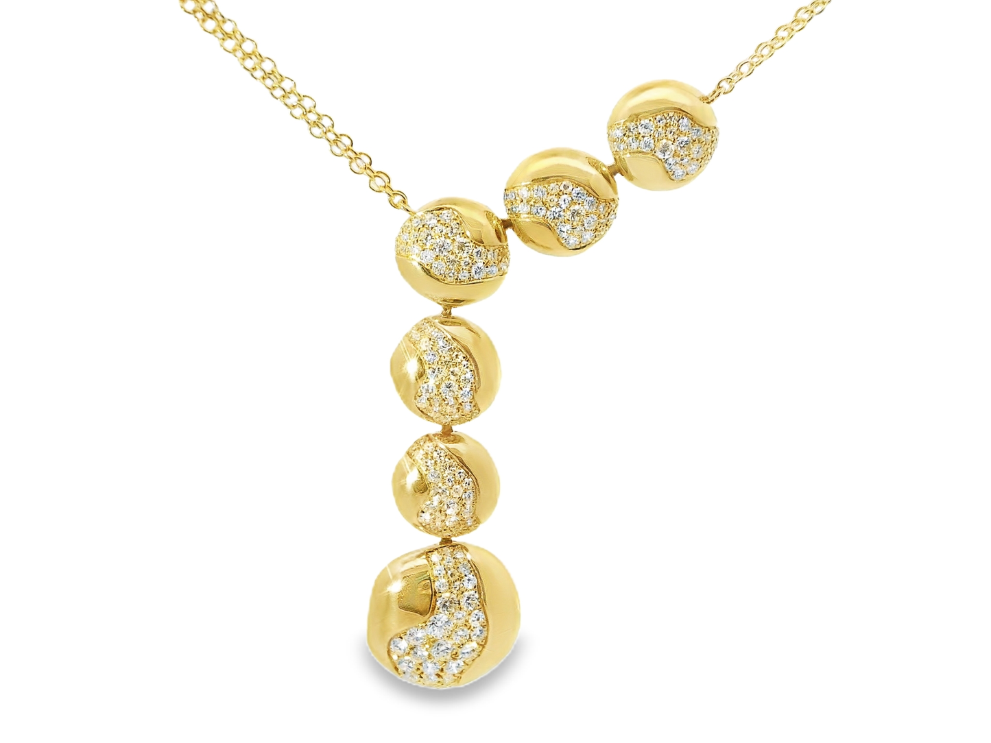 1.62CT Diamond 14k Yellow Gold Water Fall Pendant