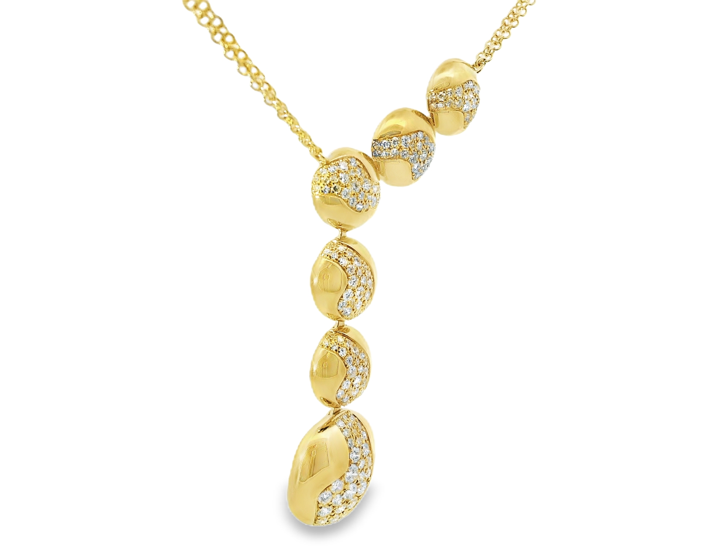 1.62CT Diamond 14k Yellow Gold Water Fall Pendant