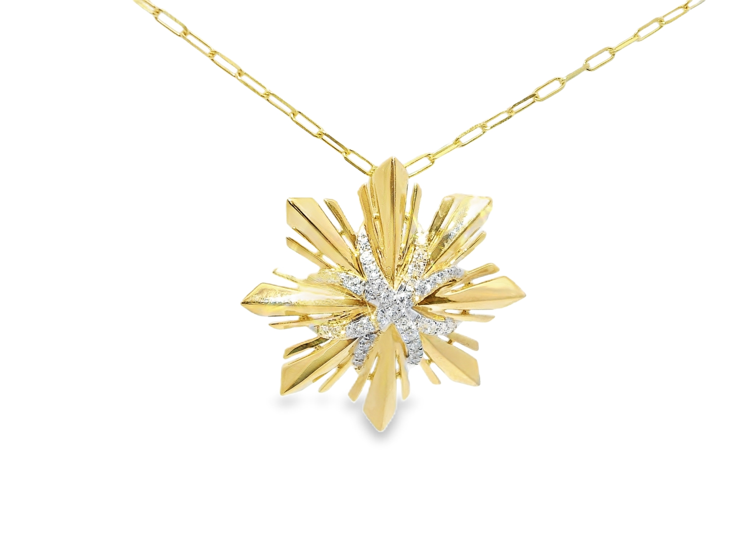 0.25CT Diamond 14k Yellow Gold Star Pendant
