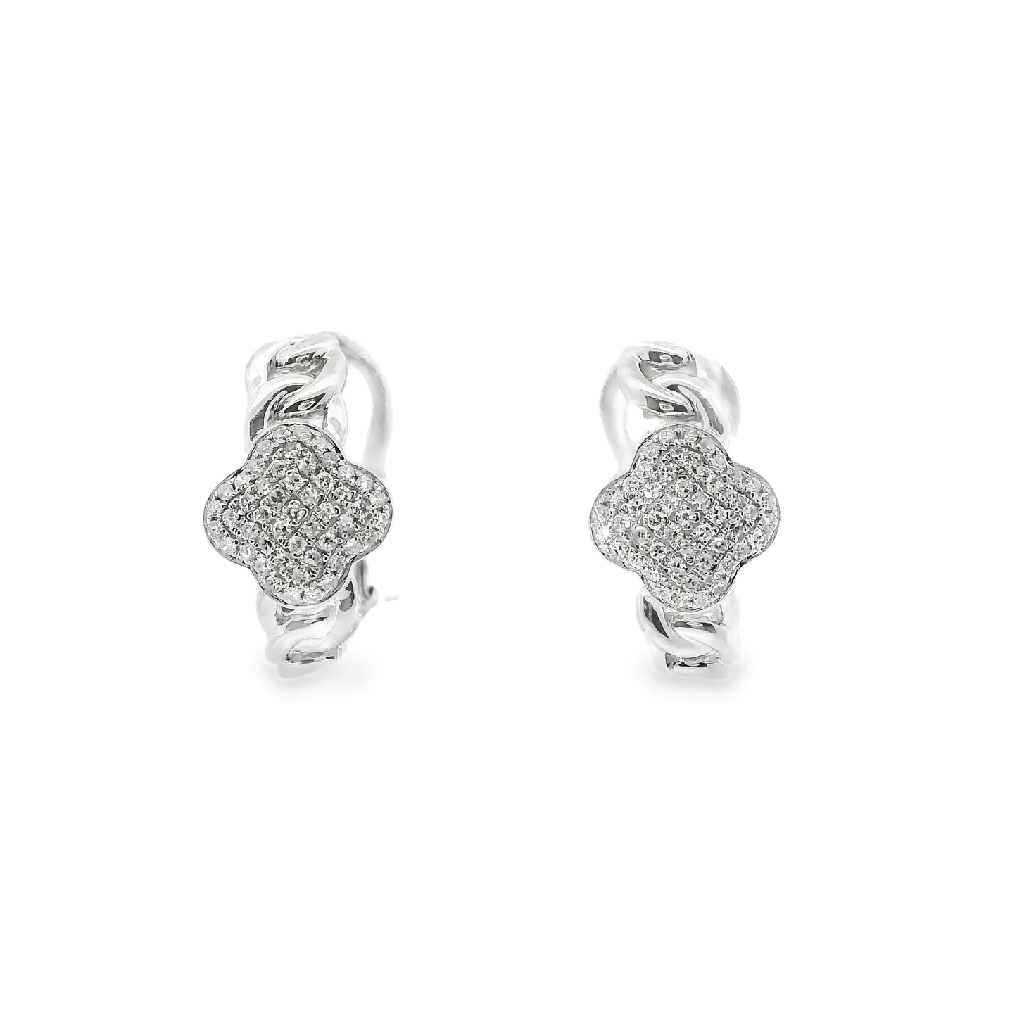 0.22CT Diamond Hoop 14k White Gold Earring