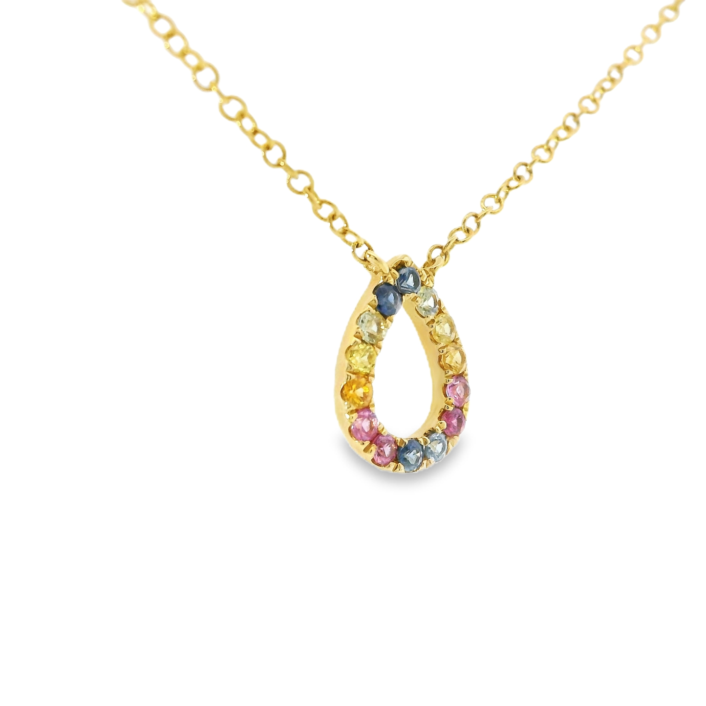 0.55Ct Mixed Sapphire 14k Yellow Gold Pendant