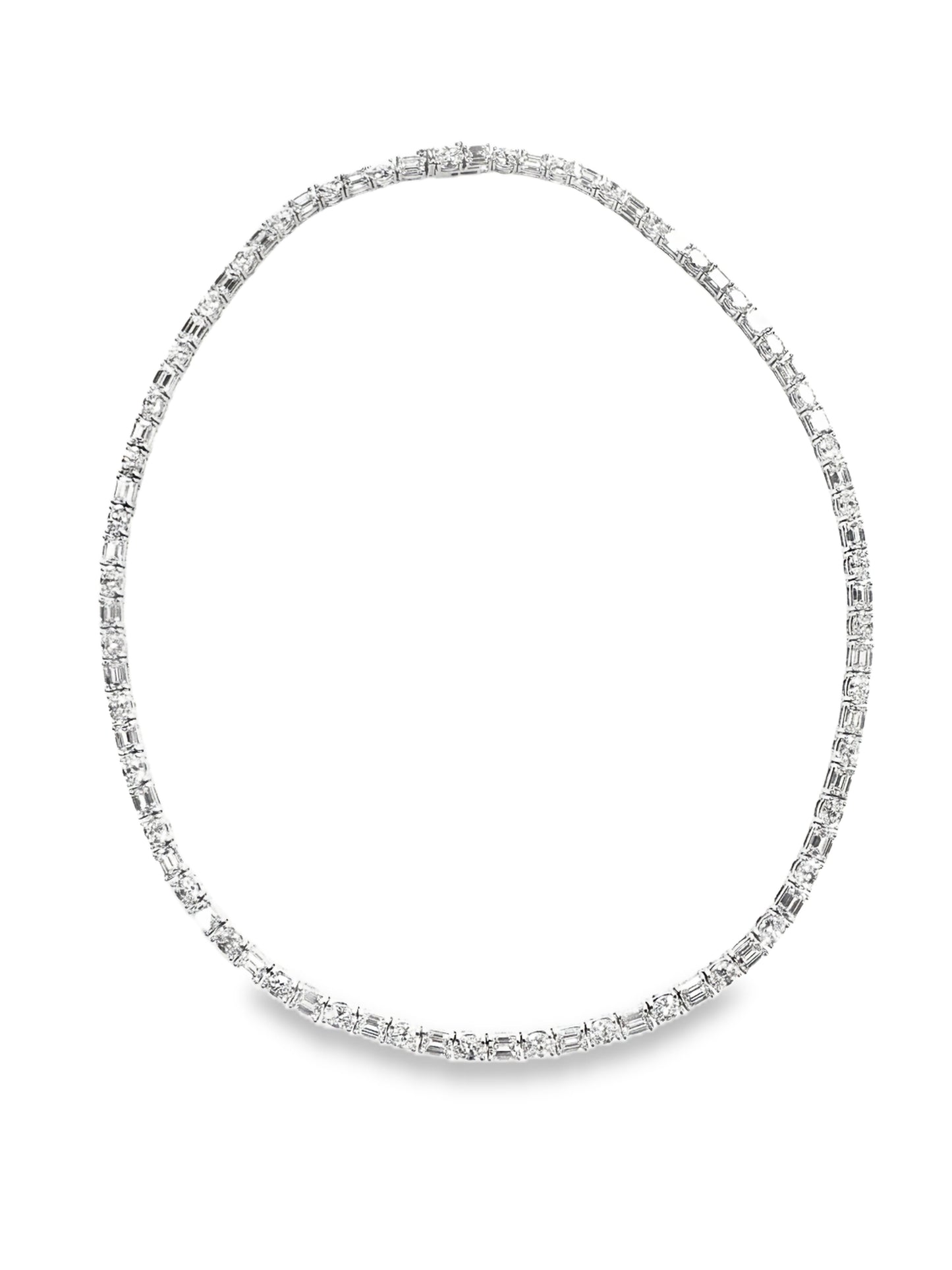 11.54CT Emerald Cut 7.78Ct Oval Lab Diamond Necklace 14k White Gold