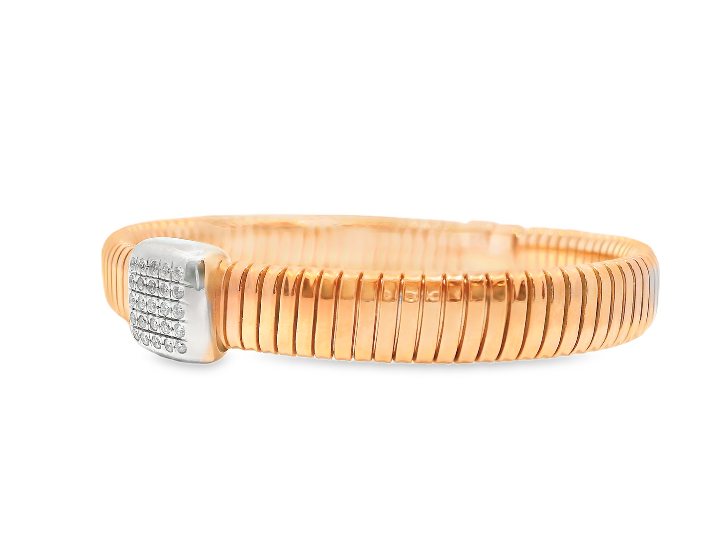 0.21CT Diamond Bangle 14k Rose Gold