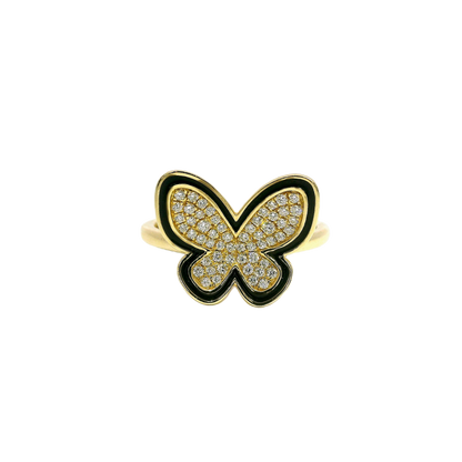 0.27CT Round Cut Diamond Butterfly Ring 18K Gold